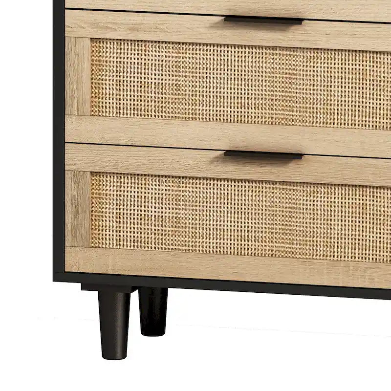 Moderno armadietto contenitore in rattan con cassetti in rattan, per camera da letto, soggiorno