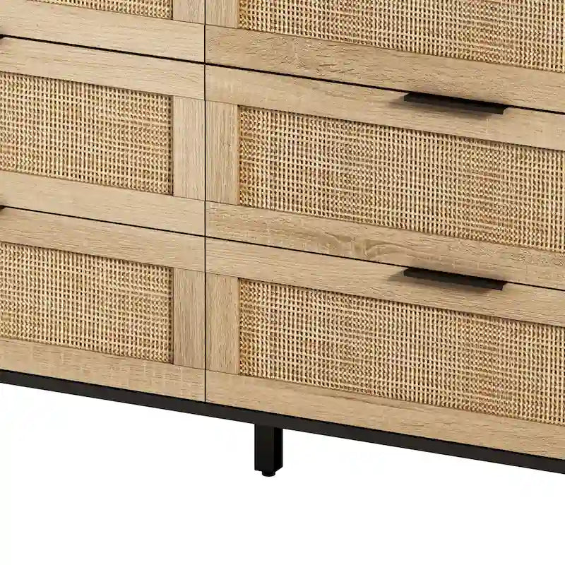 Moderno armadietto contenitore in rattan con cassetti in rattan, per camera da letto, soggiorno