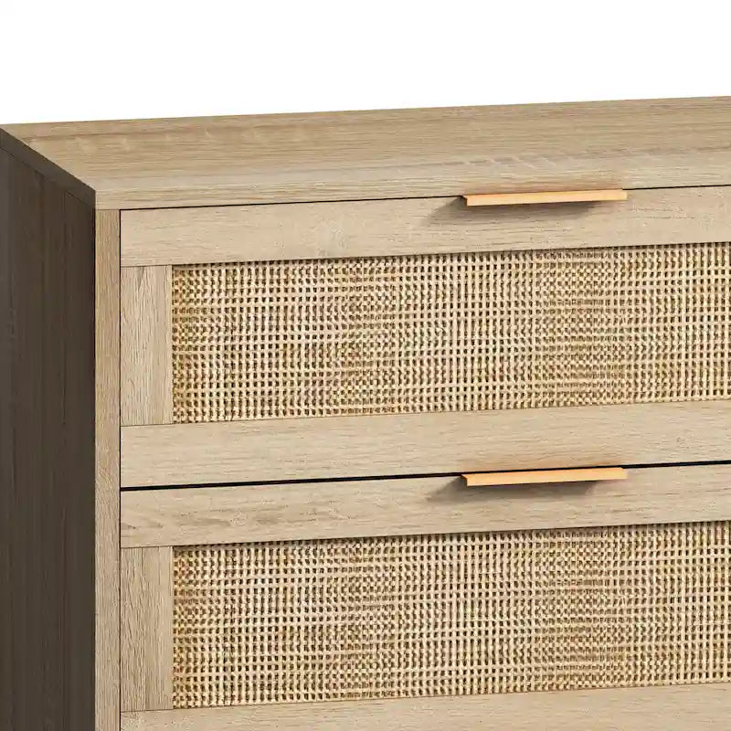 Moderno armadietto contenitore in rattan con cassetti in rattan, per camera da letto, soggiorno
