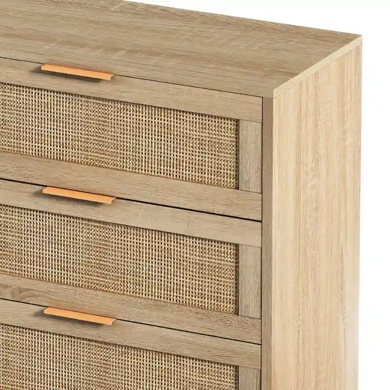 Moderno armadietto contenitore in rattan con cassetti in rattan, per camera da letto, soggiorno