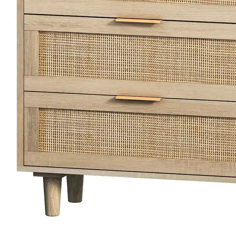Moderno armadietto contenitore in rattan con cassetti in rattan, per camera da letto, soggiorno