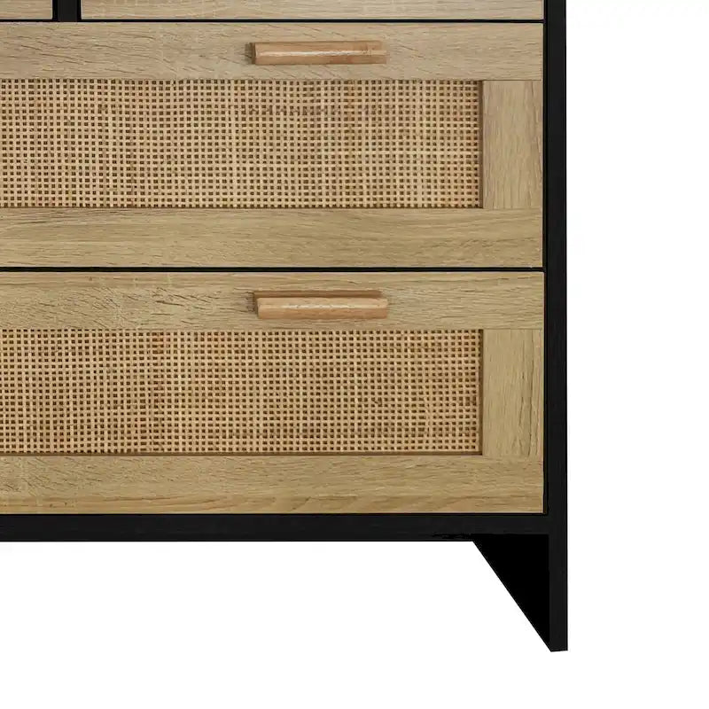 Moderno armadietto contenitore in rattan con cassetti in rattan, per camera da letto, soggiorno