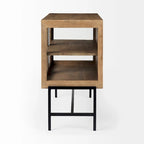 Arelius, Legno Massello Marrone Chiaro con Struttura in Ferro Nero e 2 Ante a Vetro, Armadietto - 36,0L x 18,0P x 32,0A