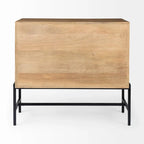 Arelius, Legno Massello Marrone Chiaro con Struttura in Ferro Nero e 2 Ante a Vetro, Armadietto - 36,0L x 18,0P x 32,0A