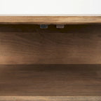 Arelius, Legno Massello Marrone Chiaro con Struttura in Ferro Nero e 2 Ante a Vetro, Armadietto - 36,0L x 18,0P x 32,0A