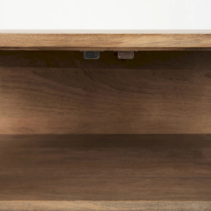 Arelius, Legno Massello Marrone Chiaro con Struttura in Ferro Nero e 2 Ante a Vetro, Armadietto - 36,0L x 18,0P x 32,0A