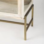 Arelius, Legno Massello Marrone Chiaro con Struttura in Ferro Nero e 2 Ante a Vetro, Armadietto - 36,0L x 18,0P x 32,0A