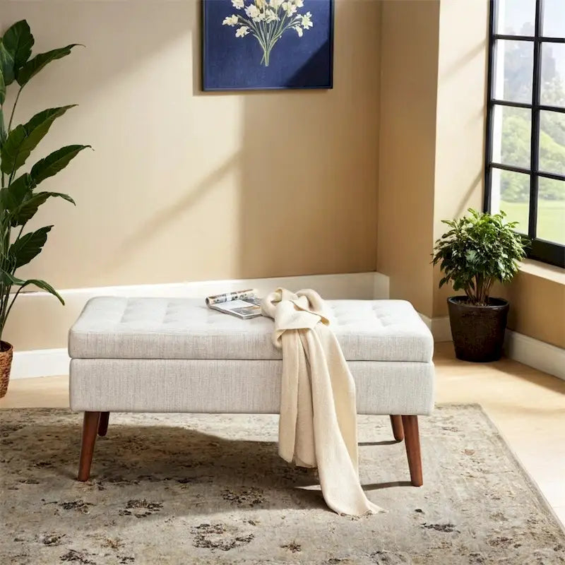 Panca portaoggetti con contenitore per camera da letto, Panca fondo letto, Pediera