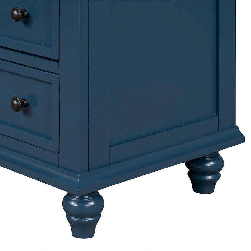 Mobiletto in legno con 3 cassetti, tavolino con vassoio estraibile