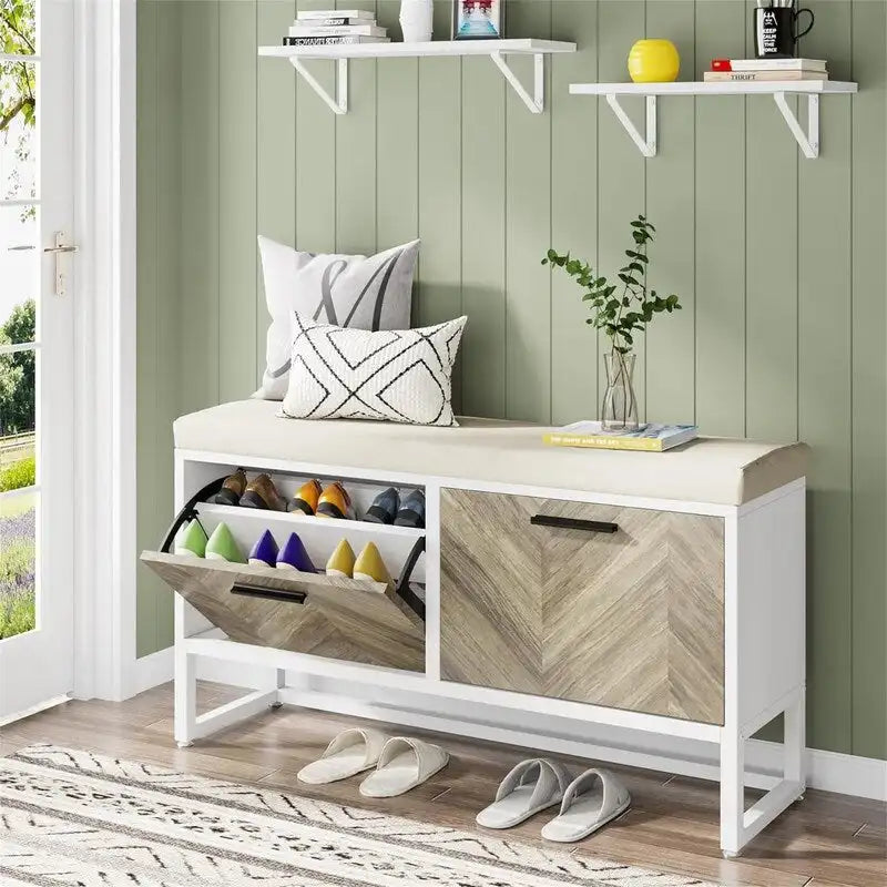 Panca scarpiera con cuscino per seduta - 30P x 100L x 60A cm