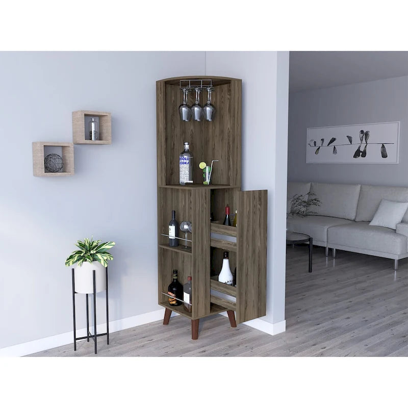 Mobile Bar ad Angolo per Cucina, Sala da Pranzo, Soggiorno, Marrone Scuro