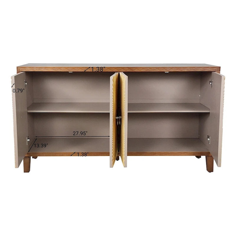Mobile contenitore vintage a 4 ante, Credenza da sala da pranzo, Grande buffet