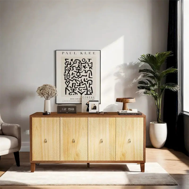 Mobile contenitore vintage a 4 ante, Credenza da sala da pranzo, Grande buffet