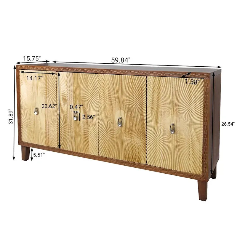 Mobile contenitore vintage a 4 ante, Credenza da sala da pranzo, Grande buffet