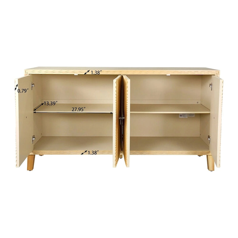 Mobile contenitore vintage a 4 ante, Credenza da sala da pranzo, Grande buffet