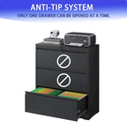 Classificatore laterale a 3 cassetti, armadietto portadocumenti con serratura, classificatore con serratura per ufficio domestico, classificatore in metallo con serratura