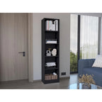 Home Xs Bookcase with 5-Tier Shelves and Slim Design -Black -Office