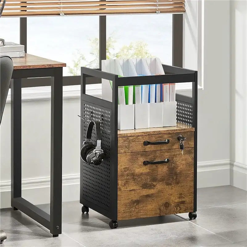Yaheetech Armadietto Portadocumenti con Ripiano Aperto e Ruote