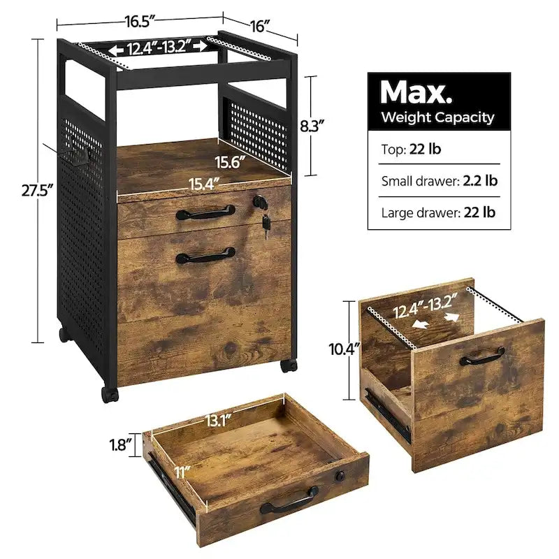 Yaheetech Armadietto Portadocumenti con Ripiano Aperto e Ruote