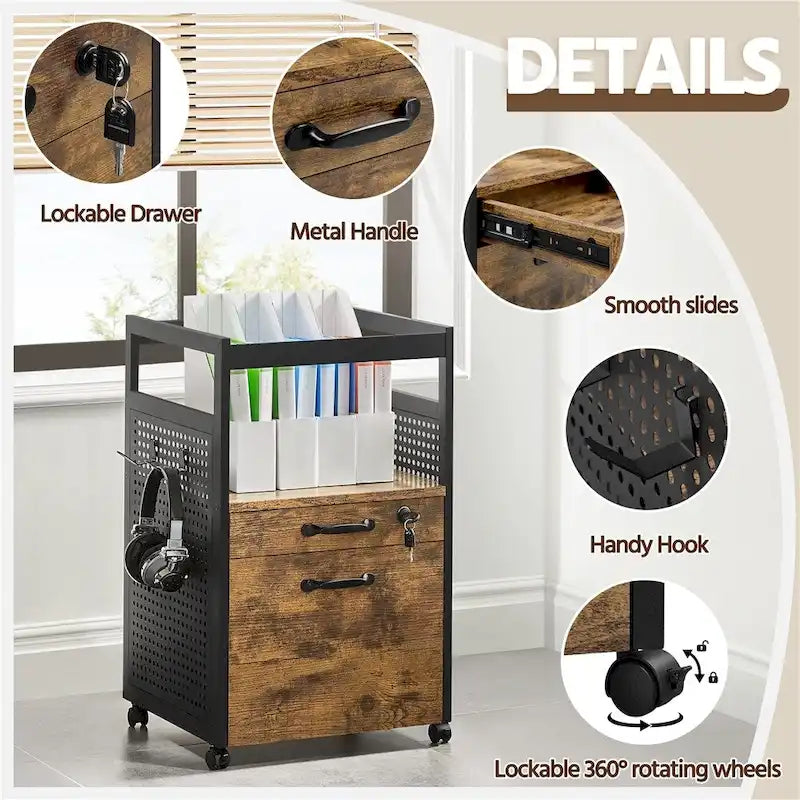Yaheetech Armadietto Portadocumenti con Ripiano Aperto e Ruote