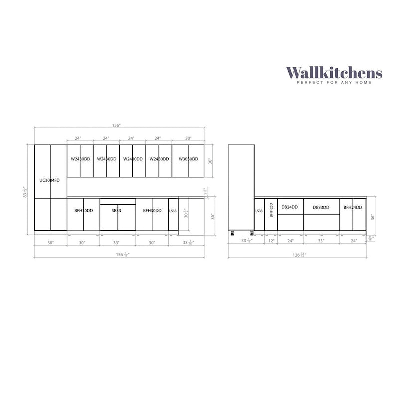 Collezione Kitchen Regal Colore Bianco Opaco Base Misura 13 piedi di larghezza - 156x127