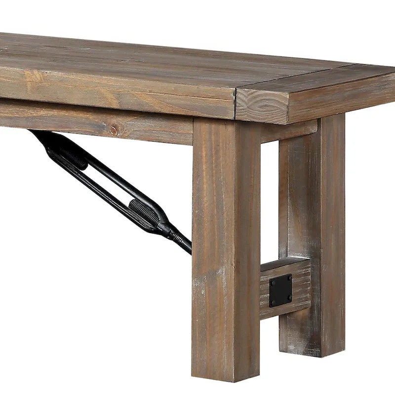 Panca in legno di acacia con gambe spesse a blocco, marrone