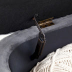 Panca Contenitore da Camera, Panca da Letto Ovale Imbottita in Velluto con Gambe in Metallo Dorato, Panca Contenitore Pouf 50 cm