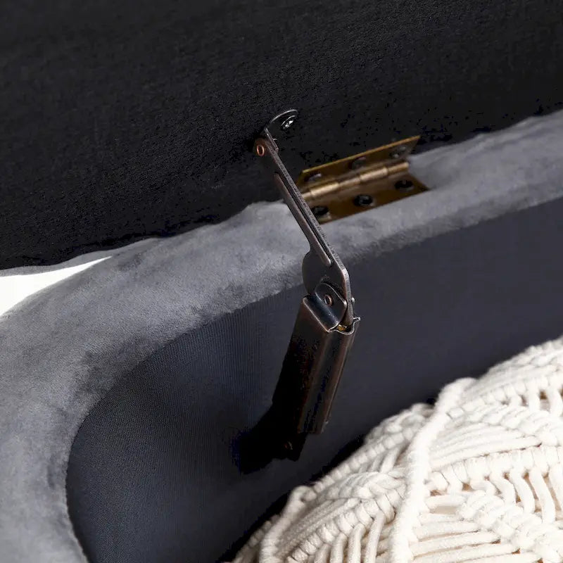 Panca Contenitore da Camera, Panca da Letto Ovale Imbottita in Velluto con Gambe in Metallo Dorato, Panca Contenitore Pouf 50 cm