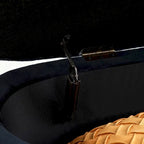 Panca Contenitore da Camera, Panca da Letto Ovale Imbottita in Velluto con Gambe in Metallo Dorato, Panca Contenitore Pouf 50 cm