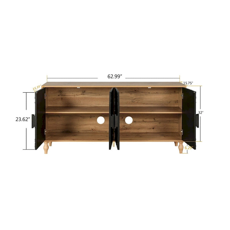 Cornice del supporto TV con motivo intagliato simmetrico