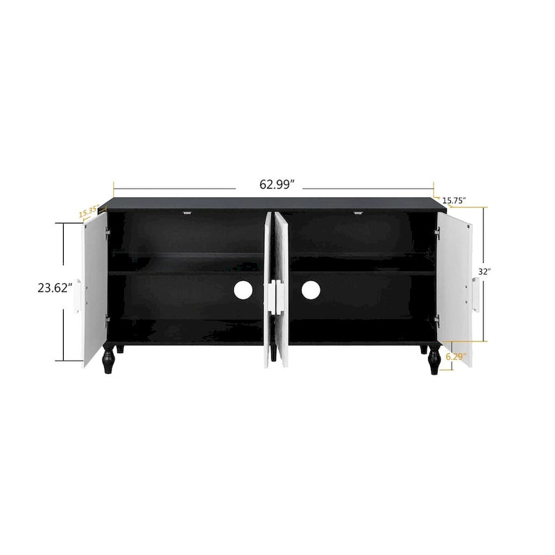 Cornice del supporto TV con motivo intagliato simmetrico