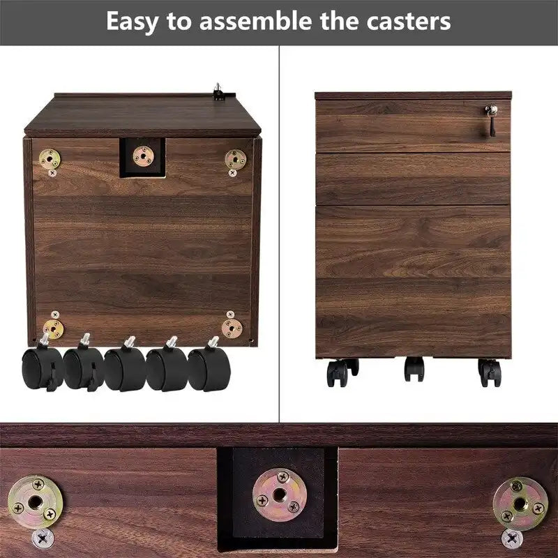 Cassettiera mobile in legno a 3 cassetti - 39,9 P x 41,4 L x 62 A cm