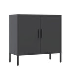 Metal Storage Cabinet with 2 Doors and 2 Adjustable Shelves, Steel Lockable Garage Storage Cabinet, Metal File Cabinet