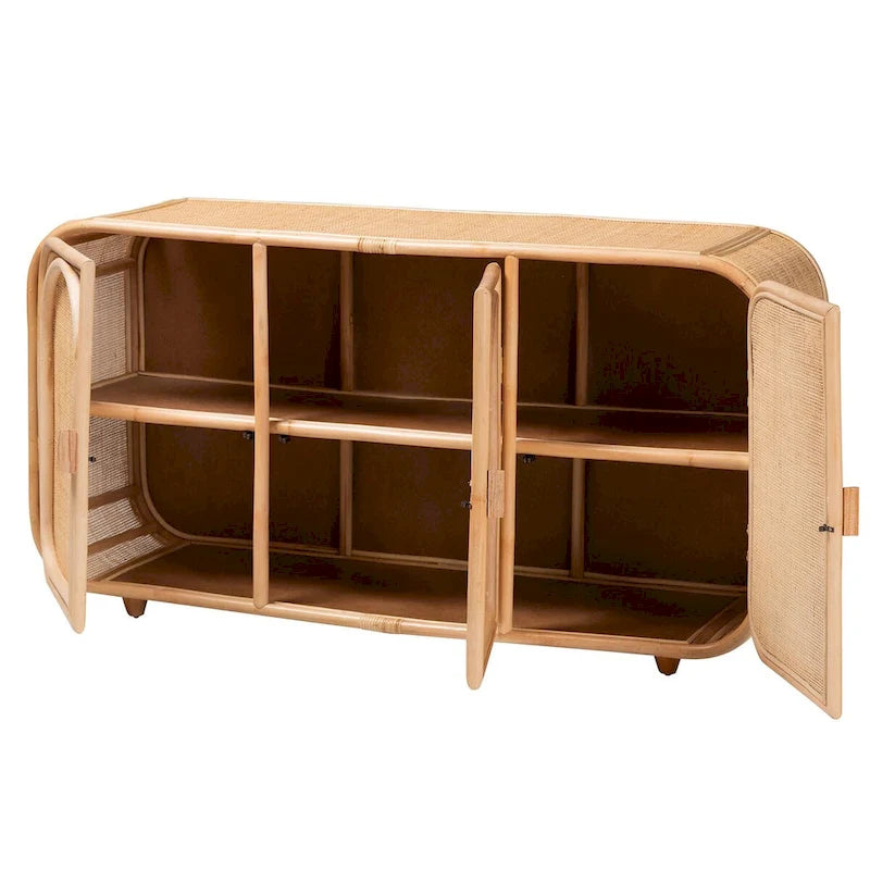 Credenza Evania Boema in Rattan Naturale a 3 Ante