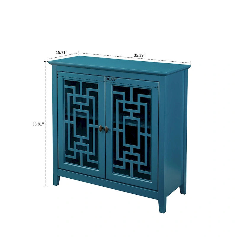Credenza in legno tradizionale stile vintage, blu ottanio