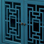 Credenza in legno tradizionale stile vintage, blu ottanio