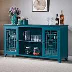 Credenza in legno tradizionale stile vintage, blu ottanio