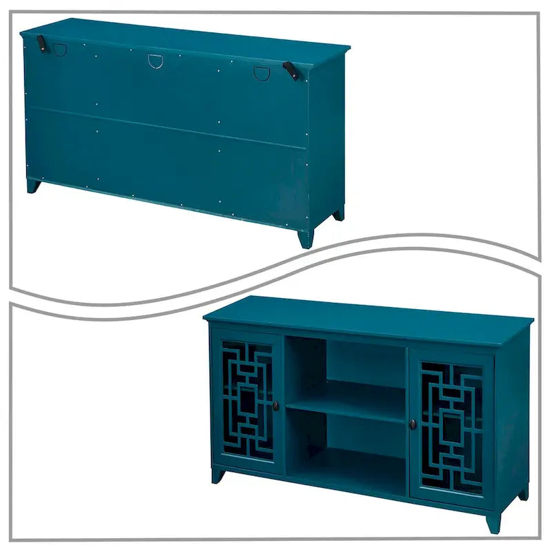 Credenza in legno tradizionale stile vintage, blu ottanio