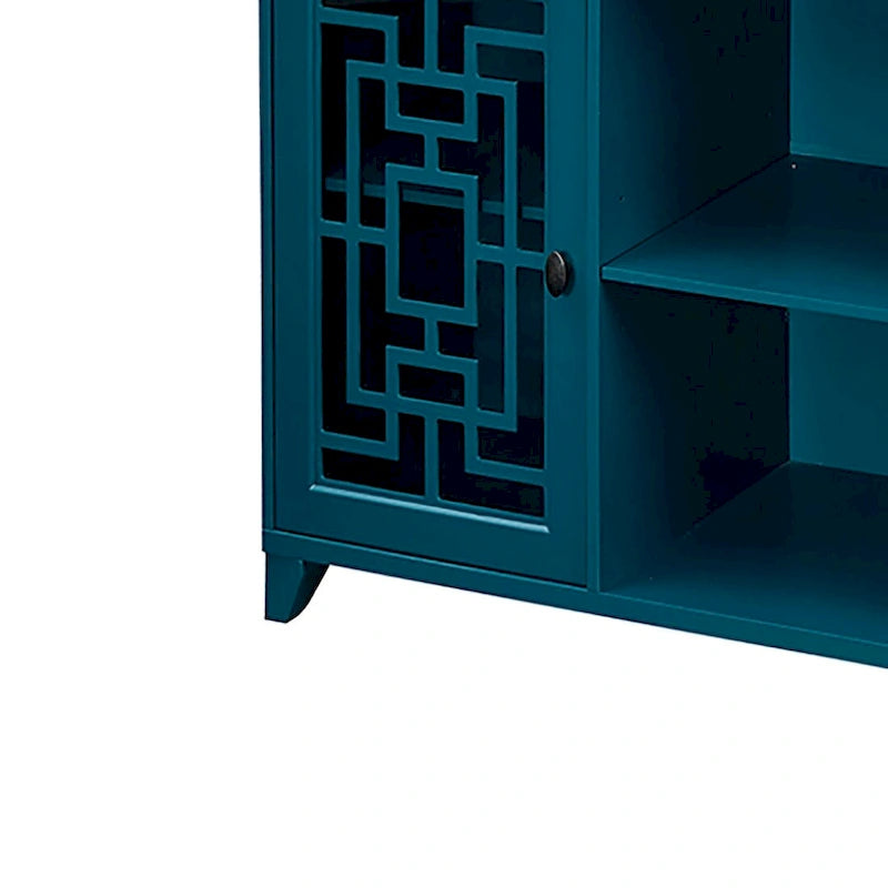 Credenza in legno tradizionale stile vintage, blu ottanio