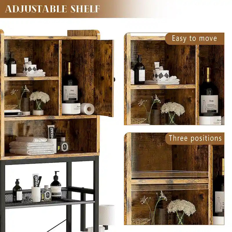 Mobili salvaspazio da bagno sopra al WC Mieres, organizer da bagno a 4 ripiani sopra al WC - N/A