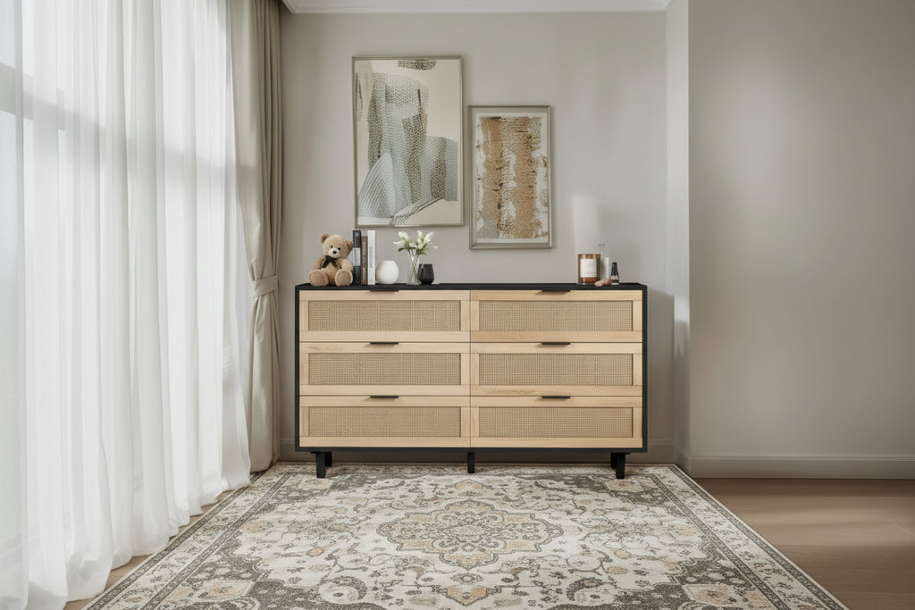 Cassettiera a 6 cassetti in rattan