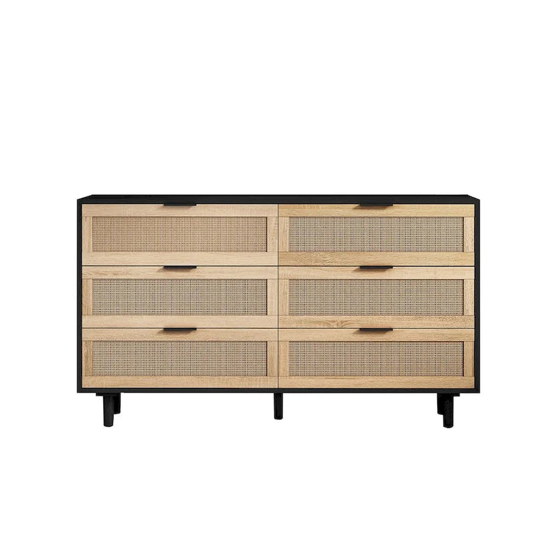 Cassettiera a 6 cassetti in rattan