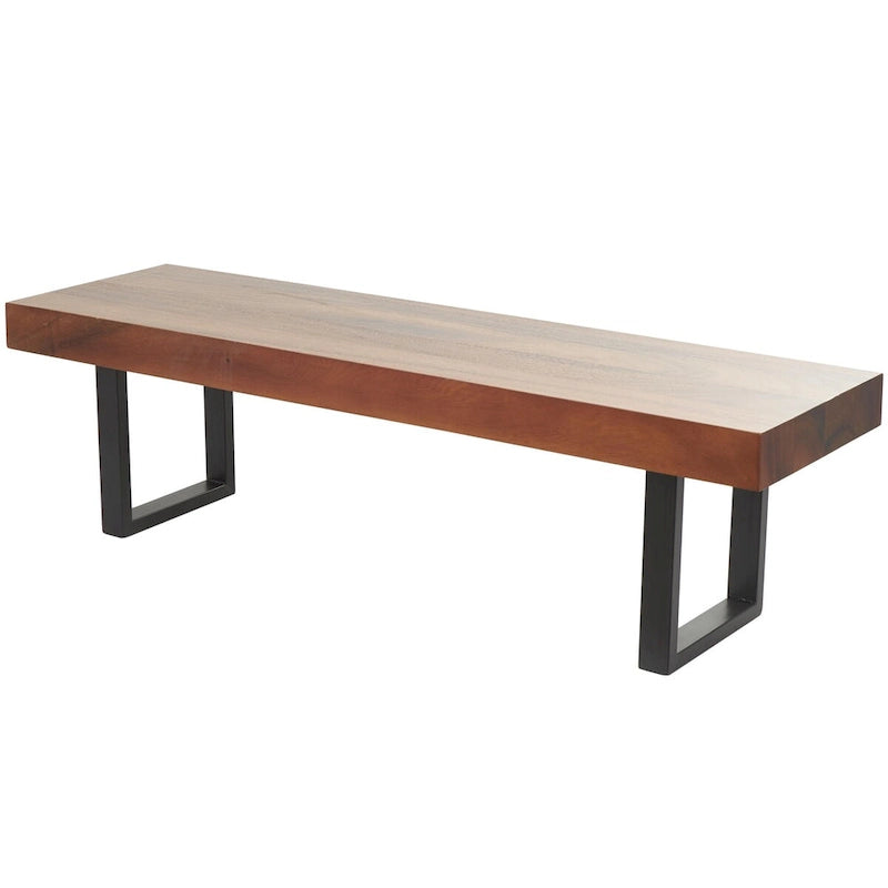 Wood Home Bench with Black Metal Legs - Brown - Roche River Decor