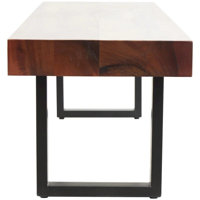 Panca in Legno con Gambe in Metallo Nero - Marrone - Roche River Decor