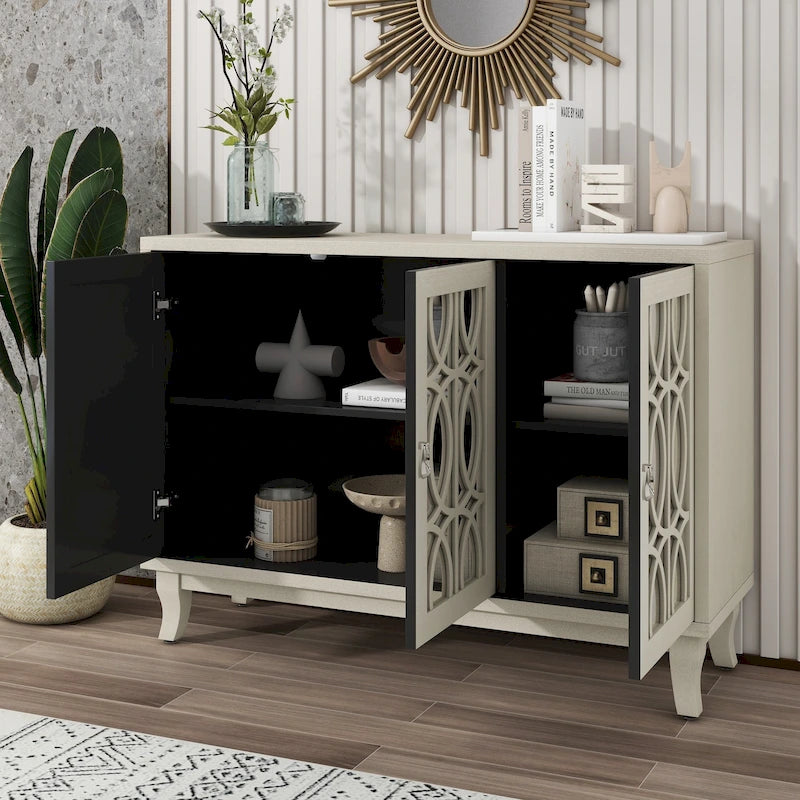 Credenza a 3 ante con ante in vetro