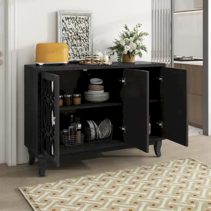 Credenza a 3 ante con ante in vetro